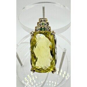 Huge Michael Valitutti Gems en Vogue Sterling Silver Lemon Lime Quartz Pendant